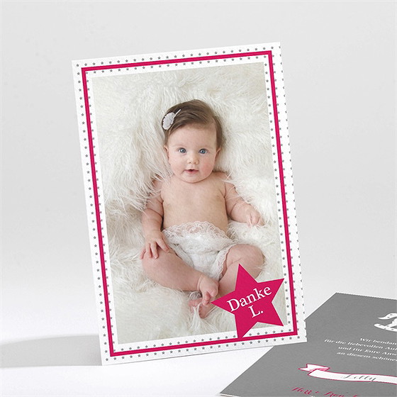 Dankeskarte Taufe Schaukelpferd Rot