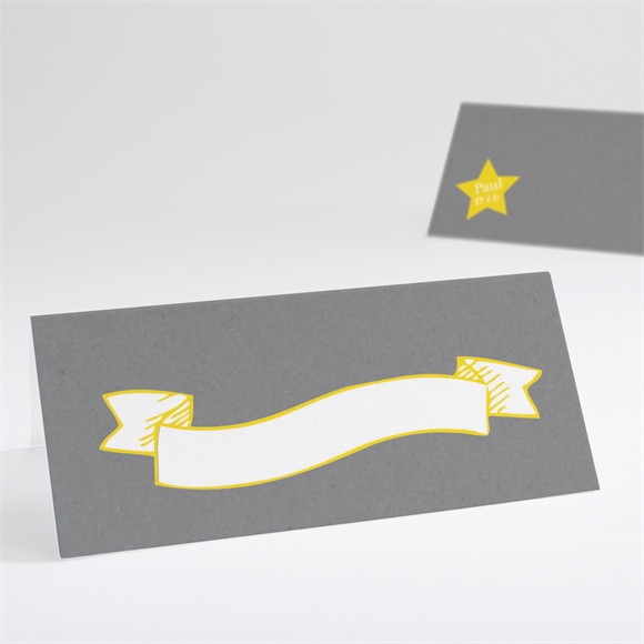 Tischkarte Taufe Schaukelpferd gelb ref.N440592