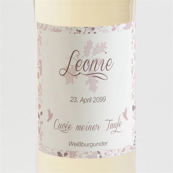 Flaschenetikett Taufe Blumenhaus rosa ref.N3001206