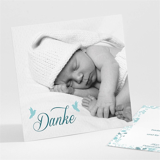 Dankeskarte Taufe Blumenhaus Blau