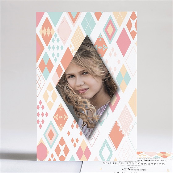 Einladung Kommunion geometriekarte