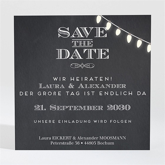 Save The Date Karte La­Ter­Nen­Licht