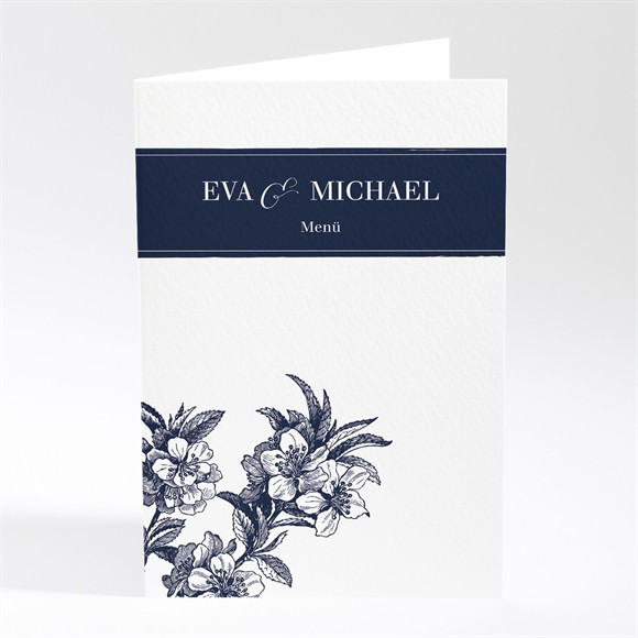 Menükarte Hochzeit Gravur Marineblau ref.N401746