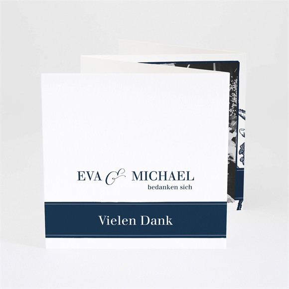 Dankeskarte Hochzeit Gravur Marineblau ref.N83039
