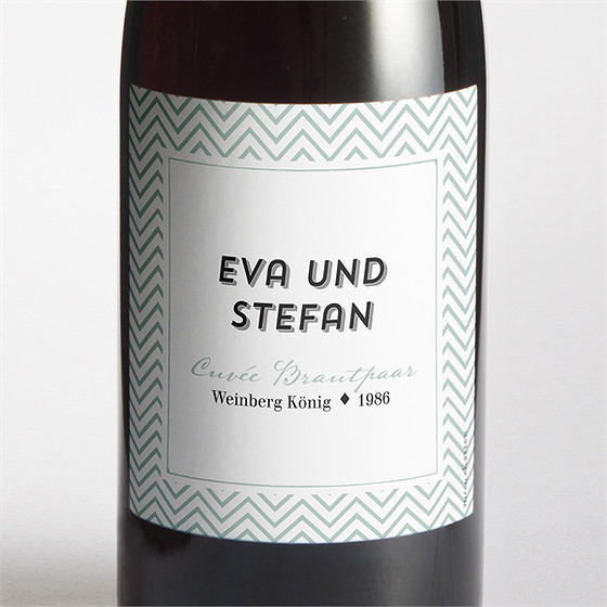 Flaschenetikett Hochzeit Zickzack