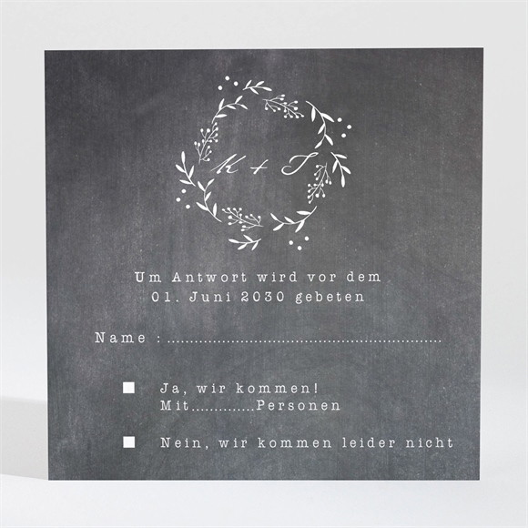 Antwortkarte Hochzeit Gravur auf Schiefertafel ref.N3001286