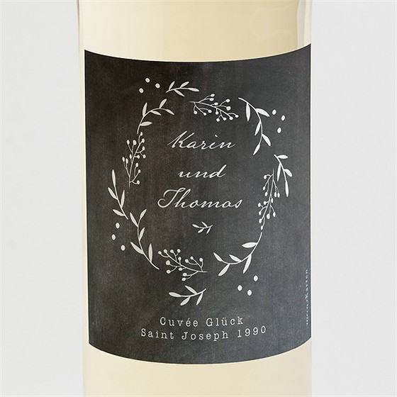 Flaschenetikett Hochzeit Gravur Auf Schiefertafel