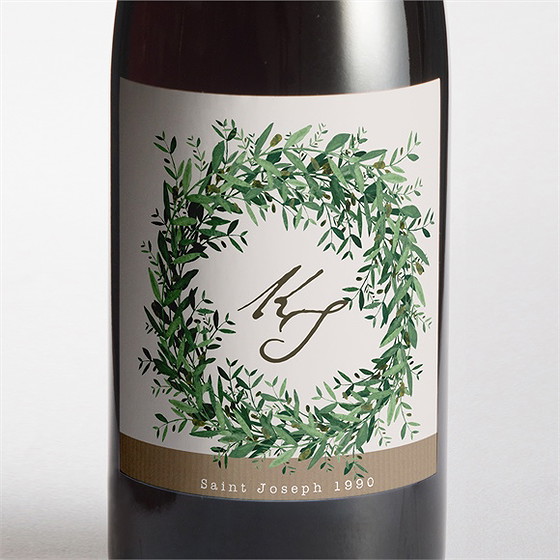 Flaschenetikett Hochzeit Frühlingskranz