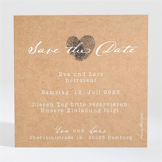 Save The Date Karte Abdruck Des Herzens