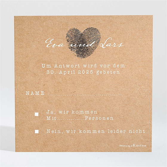 Antwortkarte Hochzeit Abdruck Des Herzens