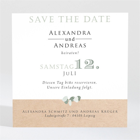 Save the Date Karte Silber-Linde ref.N3001343