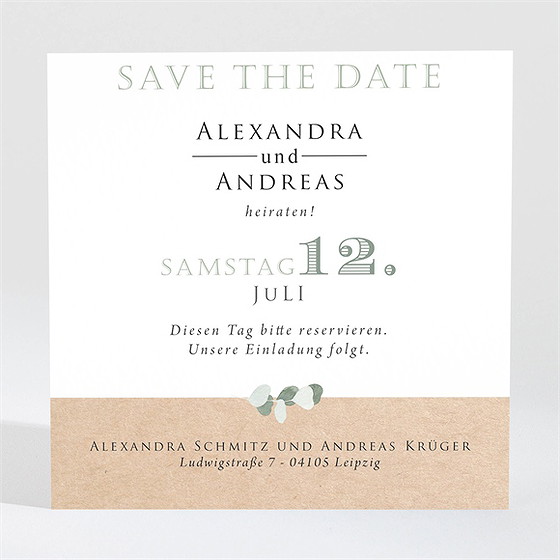 Save The Date Karte Silber-Linde