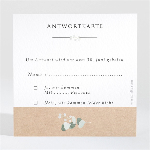 Antwortkarte Hochzeit Silber-Linde ref.N3001344