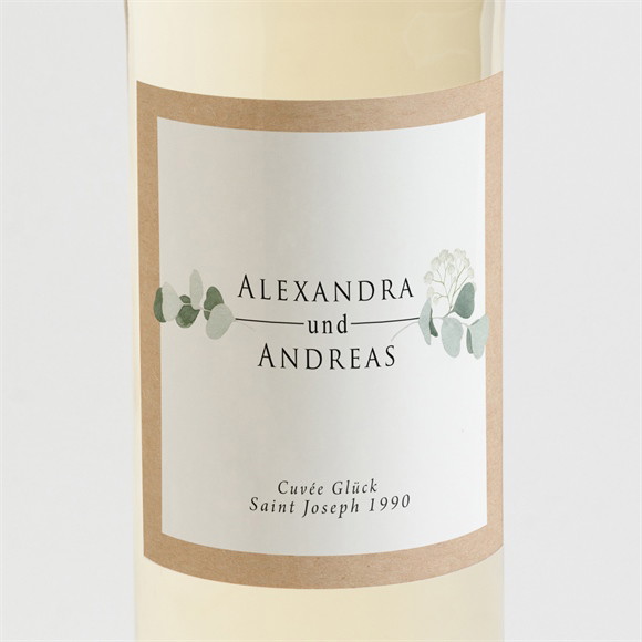 Flaschenetikett Hochzeit Silber-Linde ref.N3001345