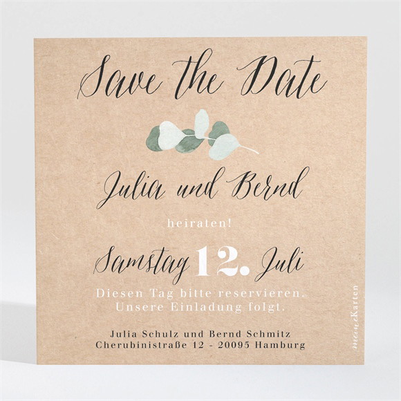 Save the Date Karte Eukalyptus rustikal ref.N3001346