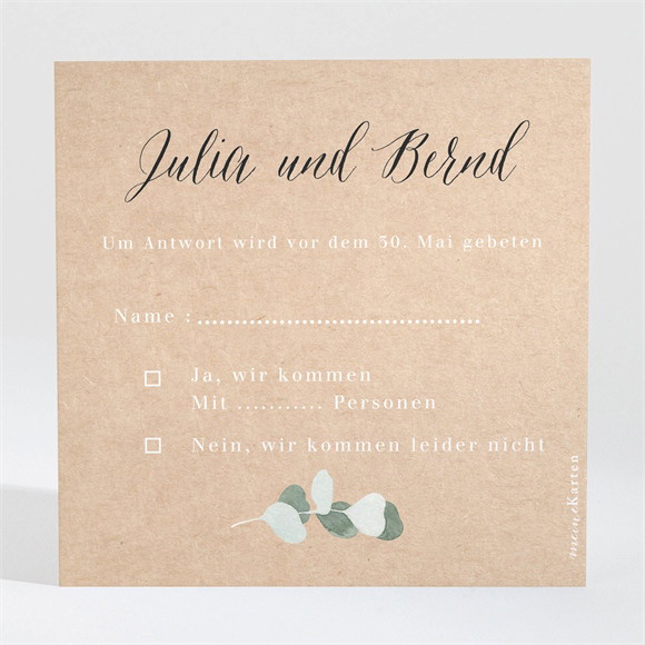 Antwortkarte Hochzeit Eukalyptus rustikal ref.N3001347