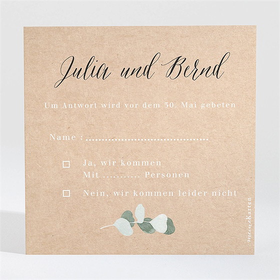Antwortkarte Hochzeit Eukalyptus Rustikal