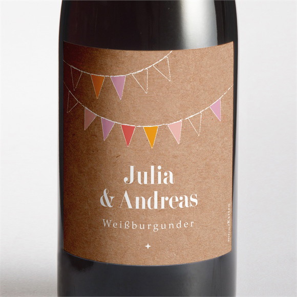 Flaschenetikett Hochzeit Fahnen ref.N3001361