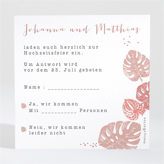 Antwortkarte Hochzeit Philodendron
