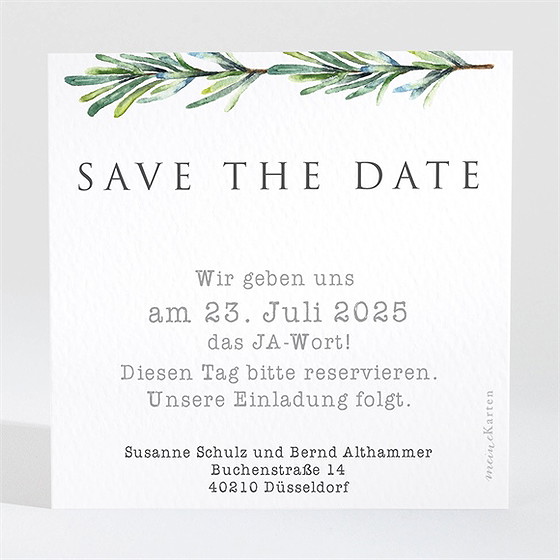 Save the Date Karte rosmarin zweig