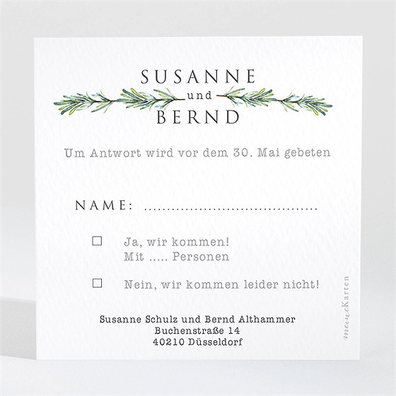 Antwortkarte Hochzeit rosmarin zweig