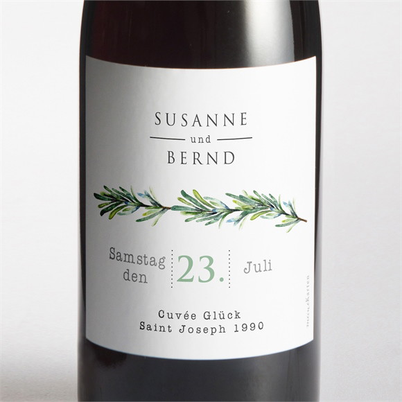 Flaschenetikett Hochzeit Rosmarin Zweig ref.N3001377