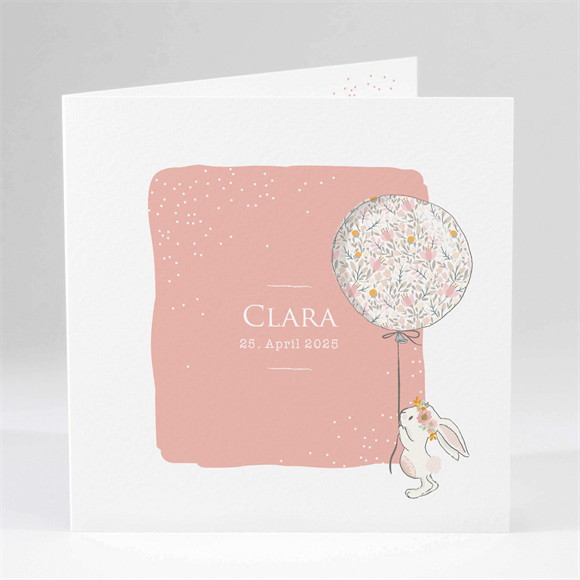 Geburtskarte Häschen mit Luftballon ref.N45175