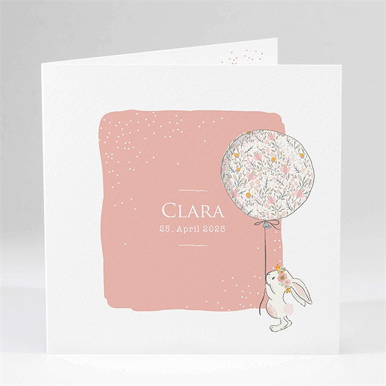 Geburtskarte Häschen Mit Luftballon