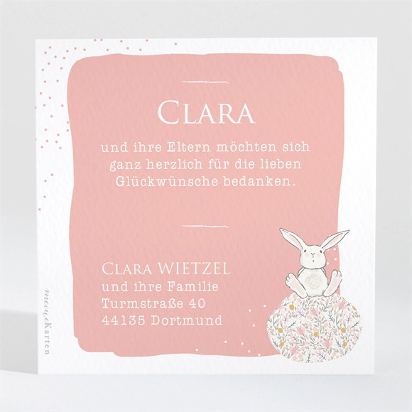 Dankeskarte Geburt Häschen mit Luftballon ref.N3001378