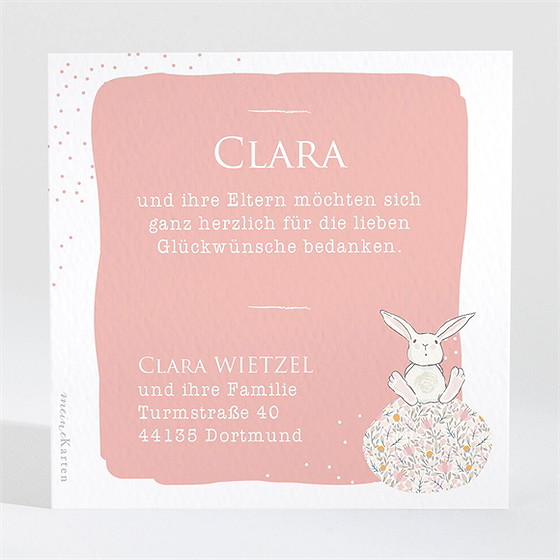 Dankeskarte Geburt Häschen Mit Luftballon