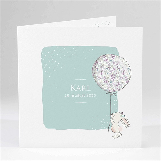Geburtskarte Hase Mit Luftballon