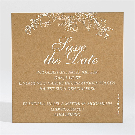 Save the Date Karte weiße blüten 2