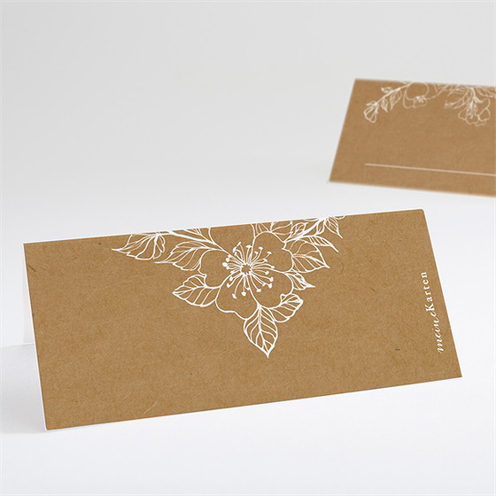 Tischkarte Hochzeit Weiße Blüten