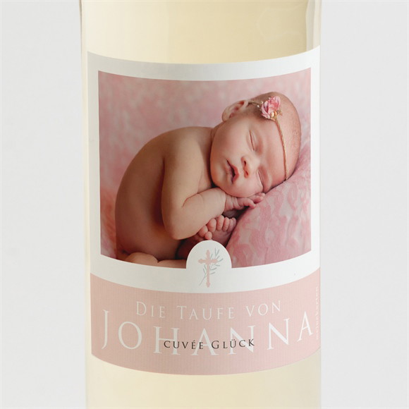 Flaschenetikett Taufe Rosa Poetik ref.N3001405