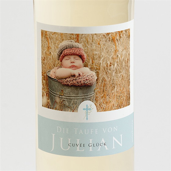 Flaschenetikett Taufe Blaue Poetik