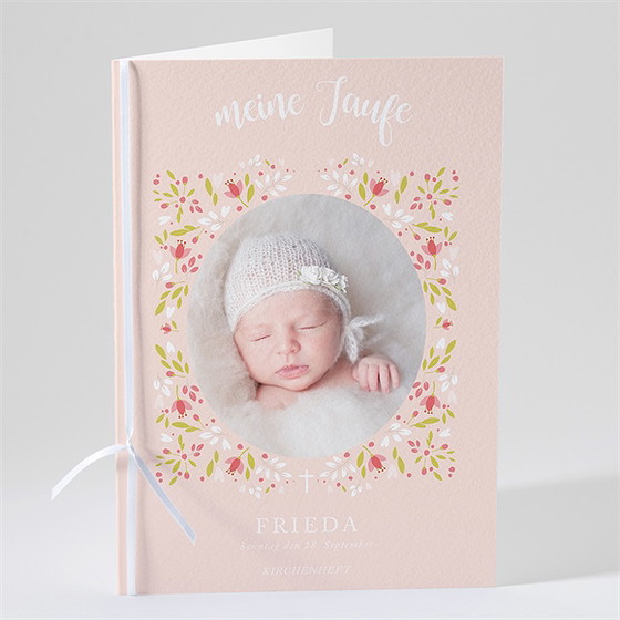 Kirchenheft Taufe Zarte Rosa Blumen