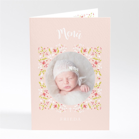 Menükarte Taufe Zarte rosa Blumen ref.N401802