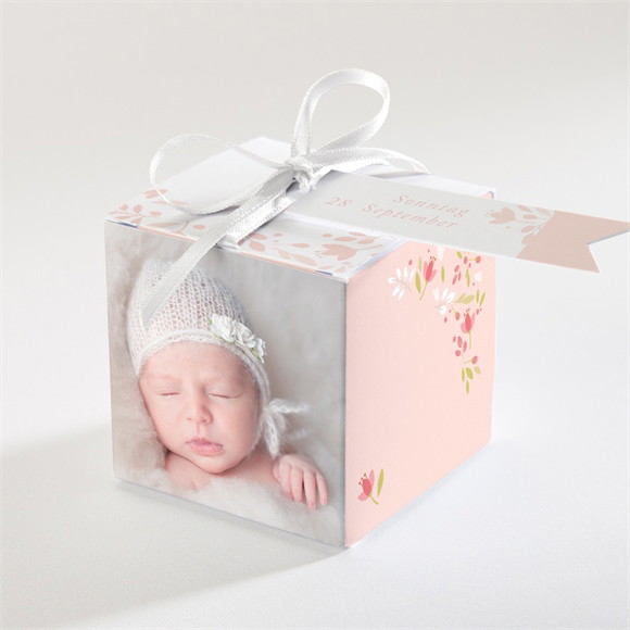 Geschenkbox Taufe Zarte rosa Blumen ref.N340109