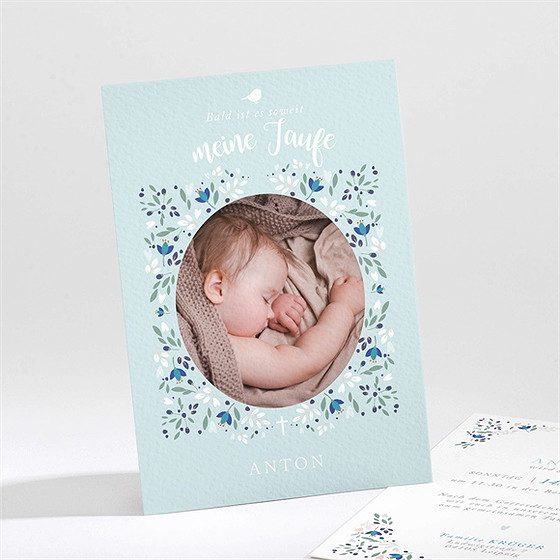 Einladung Taufe Zarte Blaue Blumen