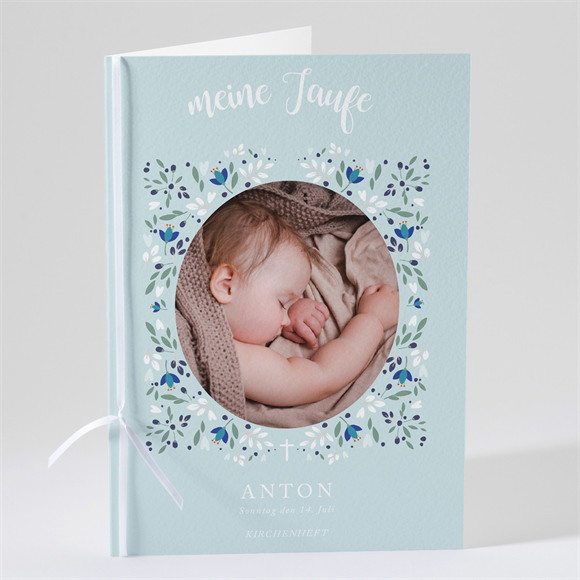 Kirchenheft Taufe Zarte blaue Blumen ref.N49102