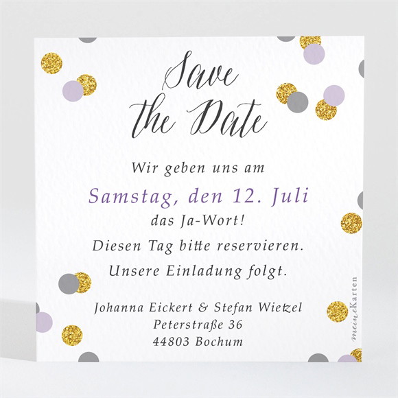 Save the Date Karte Konfettiregen ref.N3001415
