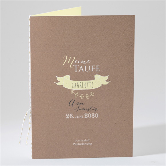 Kirchenheft Taufe Pictos rund und Kraft in Gelb ref.N49118