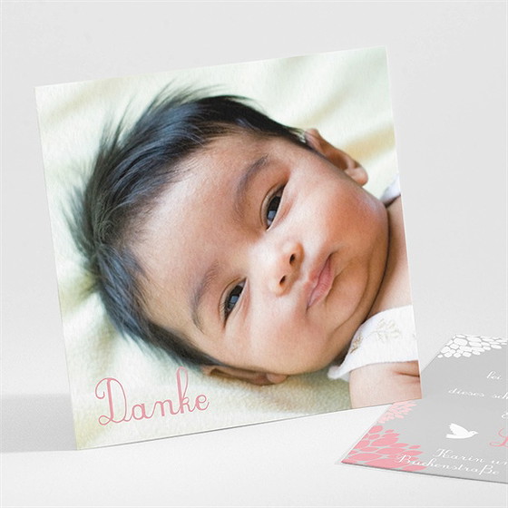 Dankeskarte Taufe Vogelflug Mädchen