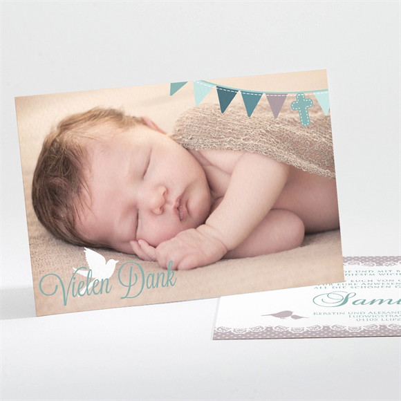 Dankeskarte Taufe Vogelgesang Junge ref.N111200