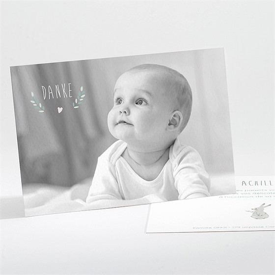 Dankeskarte Geburt Waldtiere Grün