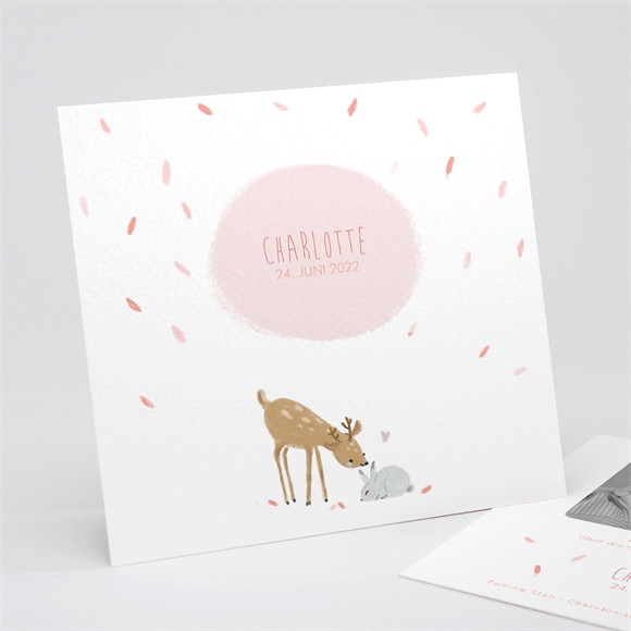 Geburtskarte Waldtiere Rosa ref.N311210