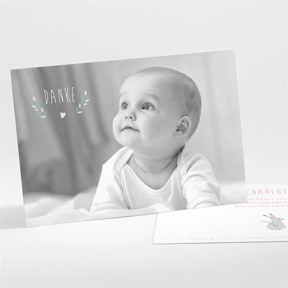 Dankeskarte Geburt Waldtiere Rosa ref.N111202