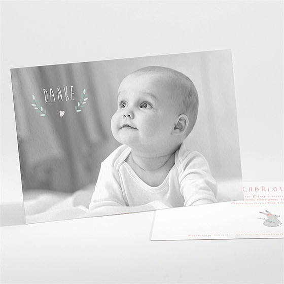 Dankeskarte Geburt Waldtiere Rosa