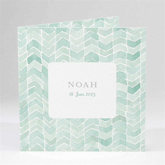 Geburtskarte Aquarellmuster Grün ref.N45189