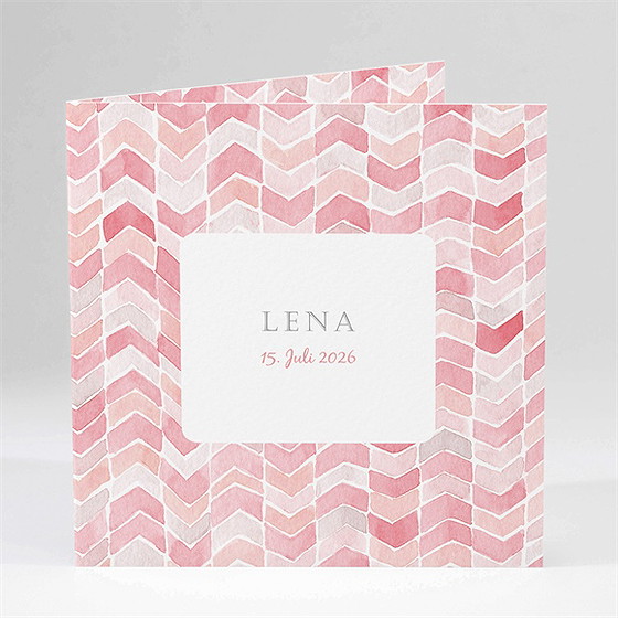 Geburtskarte Aquarellmuster Rosa